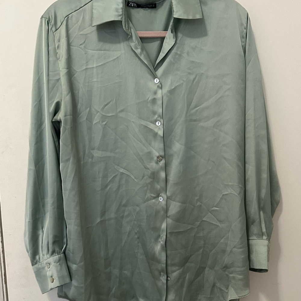 Zara Silk Button-Up Shirt